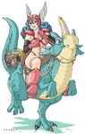  ahoge alternate_hair_color armor bikini bikini_armor boots breasts champ+ choker detached_sleeves dragon dragon_quest dragon_quest_iii gloves green_hair helmet highleg highleg_bikini highleg_swimsuit large_breasts long_hair pauldrons riding saddle soldier_(dq3) swimsuit winged_helmet 