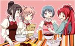  akemi_homura alternate_hairstyle apron baking black_hair blue_eyes blue_hair blush bottle chocolate chocolate_on_face cooking flauschtraut food food_on_face hair_bun hair_up hood hoodie kaname_madoka licking long_hair mahou_shoujo_madoka_magica miki_sayaka mouth_hold multiple_girls one_eye_closed pink_eyes pink_hair pocky ponytail purple_eyes red_eyes red_hair sakura_kyouko school_uniform short_hair short_twintails sleeves_rolled_up twintails very_long_hair whisk yuri 