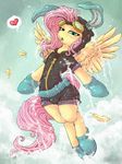  belt blush camel_toe dimwitdog equine eyewear feathers female fluttershy_(mlp) friendship_is_magic fur goggles green_eyes hair horse legwear looking_at_viewer mammal my_little_pony pegasus pink_hair pony socks solo stockings suit wings yellow_fur 