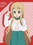  blonde_hair blue_eyes blush character_name choker dress eyebrows ikari_manatsu jewelry k-on! kotobuki_tsumugi long_hair revision solo thick_eyebrows 