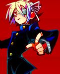  bad_id bad_pixiv_id eyepatch fubuki_atsuya gakuran halftone inazuma_eleven inazuma_eleven_(series) komusun male_focus red_background school_uniform solo 