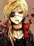  96neko blonde_hair chain collar earrings eyepatch jewelry niconico red_eyes satou_iruno solo 