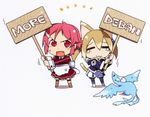  :3 :| =_= abec animal_ears cat_ears cat_tail chibi closed_mouth cropped dragon hair_ornament hairclip holding holding_sign lisbeth lisbeth_(sao-alo) minimized more_deban multiple_girls official_art pina_(sao) pink_hair placard rectangular_mouth sign silica silica_(sao-alo) sweat sword_art_online tail tears v-shaped_eyebrows 