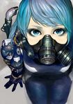 blue_eyes blue_hair highres junjunforever original power_suit respirator solo 