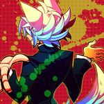  animal_ears bad_id bad_pixiv_id blue_hair from_behind fubuki_atsuya grin inazuma_eleven inazuma_eleven_(series) komusun male_focus smile solo tail 