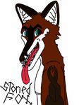  blue_eyes canine fox grin happy plain_background stonedfox tattoo tongue white_background 