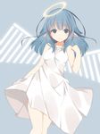  angel blue_eyes blue_hair bms_of_fighters dress halo koota_(rlet_loft) pointy_ears solo wings 