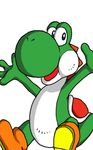  1boy arms_up blue_eyes happy lowres male male_focus mario_(series) nintendo no_humans shoes solo super_mario_bros. white_background yoshi yoshi&#039;s_island yoshi's_island 