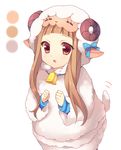  :o animal_costume bell brown_hair cosplay ichihara_nina idolmaster idolmaster_cinderella_girls kigurumi long_hair mayachi_(amuriya) red_eyes sheep_costume solo striped tail tail_wagging white_background 