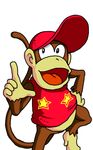  1boy animal_tail black_eyes cap clothes diddy_kong donkey_kong_(series) donkey_kong_country hat lowres male male_focus mario_(series) monkey_tail no_humans open_mouth shirt solo star super_mario_bros. tail tongue white_background 
