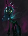  changeling chuck-norrisss equine fangs female feral friendship_is_magic green_eyes green_hair hair holes horn horse long_hair my_little_pony pony queen_chrysalis_(mlp) slit_pupils solo wings 