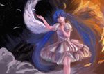  absurdres bad_id bad_pixiv_id blue_eyes blue_hair darwinwu dress feathers hatsune_miku highres long_hair solo tears twintails vocaloid wings 