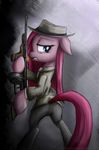  clothing equine female friendship_is_magic fur gun hair hat horse mammal my_little_pony pink_fur pink_hair pinkamena_(mlp) pinkie_pie_(mlp) pony ranged_weapon rule1of1coldfire smoking solo weapon 