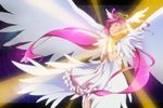  closed_eyes cure_happy dam-miyuki dress gloves hands_together head_wings hoshizora_miyuki long_hair magical_girl own_hands_together pink_hair precure princess_form_(smile_precure!) smile_precure! solo tiara twintails wings 