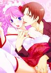  2boys androgynous artist_request crossdressing male_focus multiple_boys nene_(artist) nene_(narcisse) pink_hair trap yaoi 