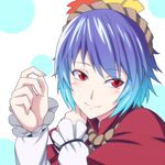  bad_id bad_pixiv_id blue_hair gradient_hair h-new highres love_plus multicolored_hair parody purple_hair red_eyes revision short_hair slit_pupils smile solo touhou upper_body yasaka_kanako 