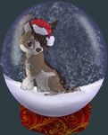  christmas cub dog female feral hat holidays mammal santa_hat snow snowglobe sweetfurwolf young 