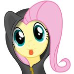  alpha_channel blue_eyes clothing costume equine female fluttershy_(mlp) friendship_is_magic fur hair hi_res hoodie horse infinitoa looking_at_viewer mammal my_little_pony pink_hair plain_background pony solo tongue tongue_out transparent_background yellow_fur 