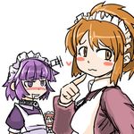  artist_request blush blush_stickers brown_eyes brown_hair collar drooling futaba_channel heart hidoi kudoi maid maid_headdress multiple_girls nijiura_maids non-web_source purple_eyes purple_hair short_hair skull yakui 