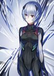  ayanami_rei black_bodysuit blue_hair bodysuit breasts empty_eyes evangelion:_3.0_you_can_(not)_redo hair_ornament jjwww_love medium_breasts neon_genesis_evangelion plugsuit rebuild_of_evangelion red_eyes short_hair sketch solo 