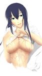  1girl beelzebub_(manga) black_hair blue_eyes breasts kunieda_aoi long_hair navel open_mouth underboob wet 