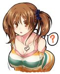  :o ? bad_id bad_pixiv_id bare_shoulders blush breasts brown_eyes brown_hair cleavage collarbone heart heart_necklace idolmaster idolmaster_cinderella_girls large_breasts long_hair open_mouth paopao simple_background sketch solo speech_bubble totoki_airi twintails white_background 