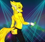 ambiguous_gender assless_chaps black_jeans canine eliana-asato fox fur glowstick heart_marking heart_on_butt invalid_tag jordon lasers lazars looking_at_viewer looking_back mammal pink_eyes rave solo sparks tattoo white yellow yellow_fur yellow_furr 