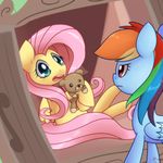  blue_eyes closet equine female feral fluttershy_(mlp) friendship_is_magic hair horse mammal multi-colored_hair my_little_pony pegasus pink_hair pony purple_eyes rainbow_dash_(mlp) solar-slash teddy_bear wings 