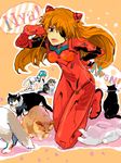  all_fours animal_ears ayanami_rei blue_hair cat cat_ears cat_tail evangelion:_3.0_you_can_(not)_redo eyepatch hair_ornament kneeling long_hair multiple_girls nagura neon_genesis_evangelion orange_hair plugsuit rebuild_of_evangelion shikinami_asuka_langley souryuu_asuka_langley tail tegaki tongue 