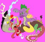  absurd_res blood discord_(mlp) draconequus dragon esprites fight friendship_is_magic green_eyes hi_res horn male my_little_pony my_little_pony_ nightmare nightmare_fuel scalie spike_(mlp) what what_has_science_done 
