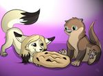  canine cookie duo female feral fox giant_cookie green_eyes male mammal mustelid otter theothefox 