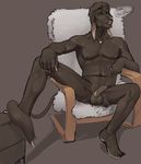  atelas balls belly biceps brown brown_fur button chair dark fur gay invalid_tag lips looking_at_viewer male mammal muscles nipples nude pecs penis plain_background pose reclining shiny shiyu sitting skewl solo suggestive 