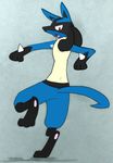  chrome-mmvii cute embarrassed hindpaw lucario male paws plain_background pok&eacute;mon tripping 