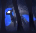  blue_hair cutie_mark dark equine female feral forest friendship_is_magic glowing glowing_eyes hair horn horse mammal moon my_little_pony necklace night pony princess_luna_(mlp) raikoh-illust solo tree white_eyes winged_unicorn wings 
