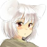  animal_ears blush face mouse_ears nazrin red_eyes short_hair silver_hair simple_background solo touhou upper_body white_background yudepii 