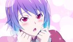  :o anime_coloring blush h-new hairband purple_hair red_eyes short_hair slit_pupils solo sparkle touhou yasaka_kanako 