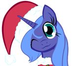  blue_hair christmas cute equine female friendship_is_magic hair hat holidays horn horse long_hair mammal my_little_pony one_eye_closed plain_background pony princess_luna_(mlp) royalty santa_hat smile solo transparent_background unicorn winged_unicorn wings wink 