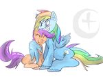  argoth blue_fur blush cub cutie_mark duo equine eyes_closed female feral friendship_is_magic fur hair horse hug mammal multi-colored_hair my_little_pony pegasus plain_background pony rainbow_dash_(mlp) rainbow_hair rape_face scootaloo_(mlp) white_background wings young 