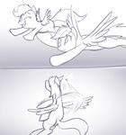  braeburned cub duo equine female feral flying friendship_is_magic horse mammal monochrome my_little_pony pegasus pony rainbow_dash_(mlp) scootaloo_(mlp) sketch wings young 