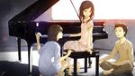  barefoot brown_eyes brown_hair group loundraw original piano signed 