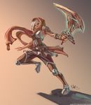  armor bracelet dated highres jewelry league_of_legends mar-93 md5_mismatch resized riven_(league_of_legends) scarf short_hair signature solo sword upscaled watermark weapon web_address white_hair 