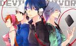  3boys bad_id bad_pixiv_id black_eyes black_hair blue_eyes blue_hair copyright_name english hat headband headphones jewelry kihara_atsurou kyokisaragi megami_ibunroku_devil_survivor multiple_boys naoya necklace orange_eyes orange_hair protagonist_(devil_survivor) red_eyes silver_hair smile tanigawa_yuzu 