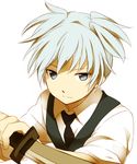  ansatsu_kyoushitsu blue_eyes blue_hair knife male_focus school_uniform sekina shiota_nagisa solo vest 