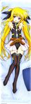  1girl absurdres bardiche belt blonde_hair blush bodysuit bow buckle character_name copyright_name crease dakimakura fate_testarossa hair_bow highres incredibly_absurdres long_hair long_image lyrical_nanoha magical_girl mahou_shoujo_lyrical_nanoha mahou_shoujo_lyrical_nanoha_a&#039;s mahou_shoujo_lyrical_nanoha_a's mahou_shoujo_lyrical_nanoha_the_movie_2nd_a&#039;s mahou_shoujo_lyrical_nanoha_the_movie_2nd_a's outstretched_arms red_eyes scan skirt solo star tall_image thighhighs title_drop twintails 