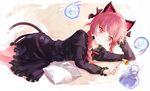  &gt;_&lt; animal_ears arctic arms_up bad_id bad_pixiv_id black_dress blue_fire blush braid cat_ears cat_tail closed_eyes dress fairy_wings fire floating_skull hair_ribbon halo hands_on_own_head head_rest juliet_sleeves kaenbyou_rin long_hair long_sleeves lying minigirl multiple_girls on_side pillow puffy_sleeves red_eyes red_hair ribbon shirt silver_hair skirt skirt_set smile tail touhou twin_braids wide_sleeves wings zombie_fairy 
