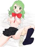  1girl bra breasts green_eyes green_hair mahou_shoujo_madoka_magica nipples panties school_uniform shizuki_hitomi tsutomu_(artist) underwear 