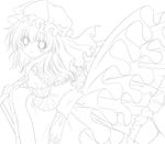  back bad_id bad_pixiv_id dutch_angle greyscale hat highres lineart looking_at_viewer looking_back monochrome nogi_takayoshi open_mouth saigyouji_yuyuko sash short_hair smile solo thighhighs touhou transparent_background triangular_headpiece wide_sleeves 