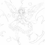  blush greyscale hat monochrome mystia_lorelei open_mouth short_hair simple_background smile solo touhou white_background wings yudepii 