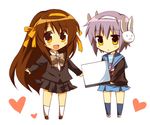  alternate_costume alternate_hairstyle blue_sailor_collar bunny_headphones cardigan chibi headphones kita_high_school_uniform kouyouen_academy_uniform long_hair lowres multiple_girls nagato_yuki pokopi sailor_collar school_uniform suzumiya_haruhi suzumiya_haruhi-chan_no_yuuutsu suzumiya_haruhi_no_shoushitsu suzumiya_haruhi_no_yuuutsu 