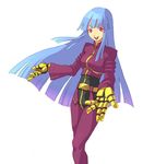  artist_request blue_hair gloves kula_diamond long_hair red_eyes smile solo the_king_of_fighters 